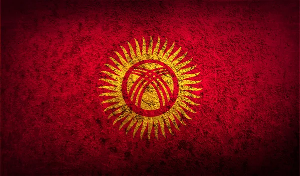 Flag of Kyrgyzstan with old texture. — Stock Vector