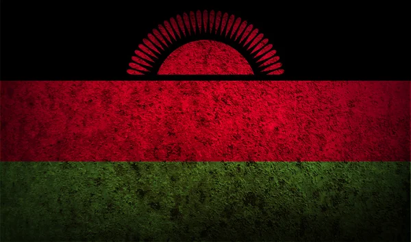 Vlajka Malawi se starým texturou. — Stockový vektor