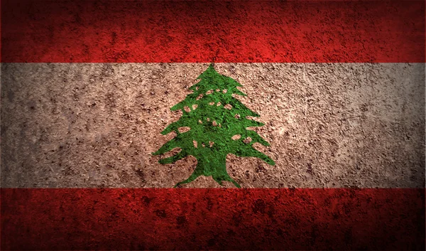 Bandeira do Líbano com textura antiga . — Vetor de Stock