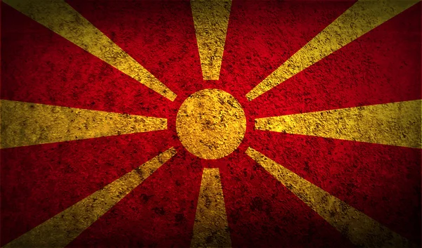 Bandeira da Macedônia com textura antiga . — Vetor de Stock