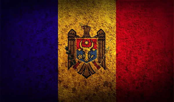 Flagge der Republik Moldau mit alter Struktur. — Stockvektor