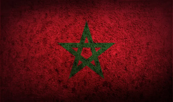Bandeira de Marrocos com textura antiga . — Vetor de Stock