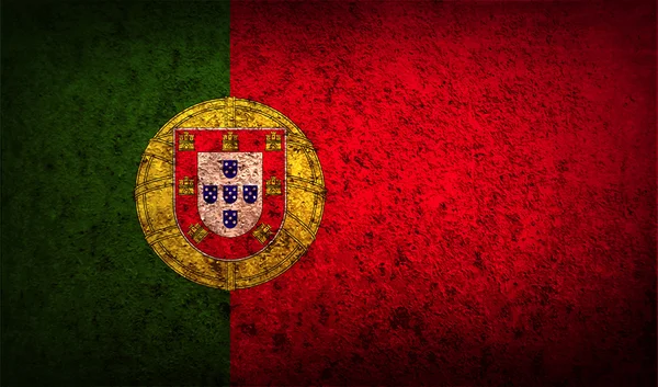 Bandeira de Portugal com textura antiga . —  Vetores de Stock