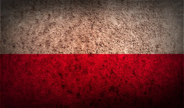 Polská vlajka s texturou, starý. — Stockový vektor