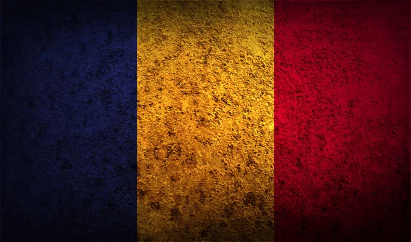 Drapeau de Roumanie avec une texture ancienne . — Image vectorielle