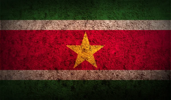 Flagge von Surinam mit alter Textur. — Stockvektor