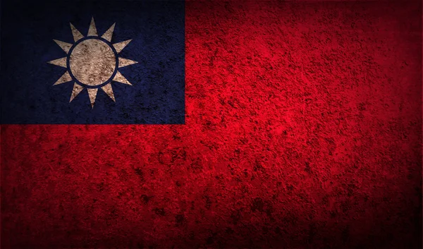 Bandera de Taiwan con textura antigua — Vector de stock