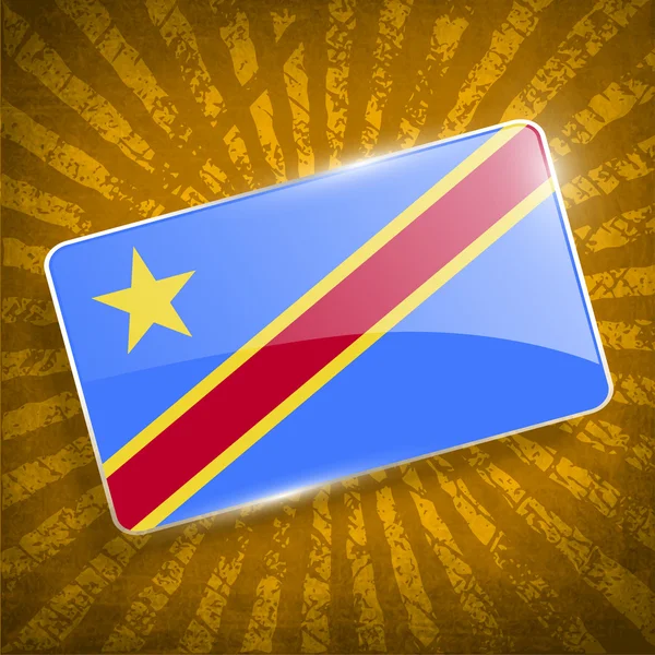 Flag of Congo Democratic Republic with old texture. Vector — Stock Vector