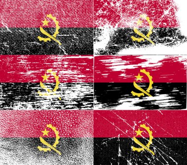 Angola bayrağı eski doku ile. Vektör