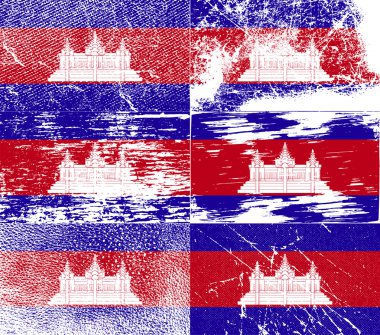 Kamboçya bayrağı eski doku ile. Vektör