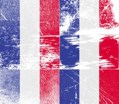 Fransa bayrağı eski doku ile. Vektör