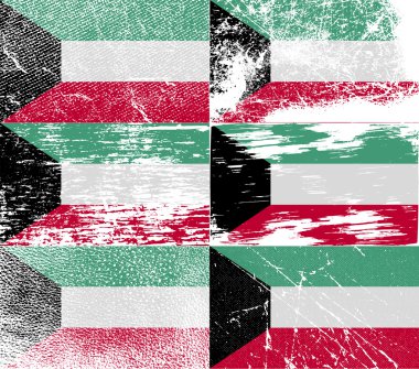 Kuveyt bayrağı eski doku ile. Vektör