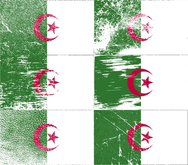 Flag of Algeria with old texture. Vector — Stock Vector