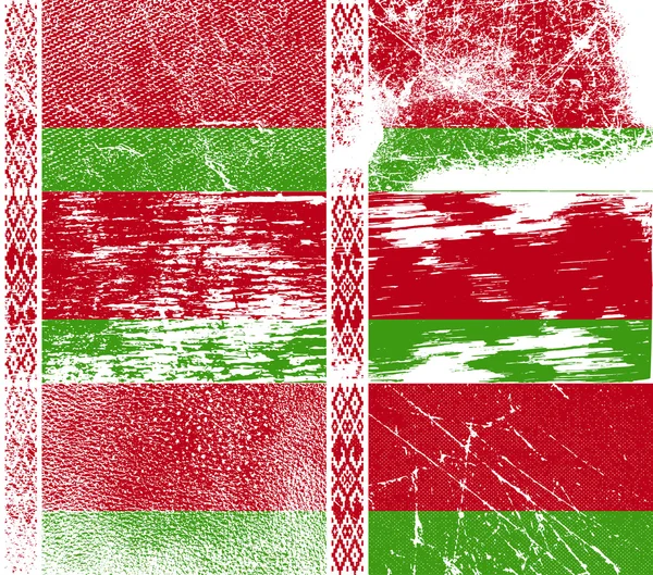 Bandeira da Bielorrússia com textura antiga. Vetor — Vetor de Stock