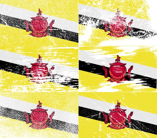 Bandeira de Brunei com textura antiga. Vetor — Vetor de Stock