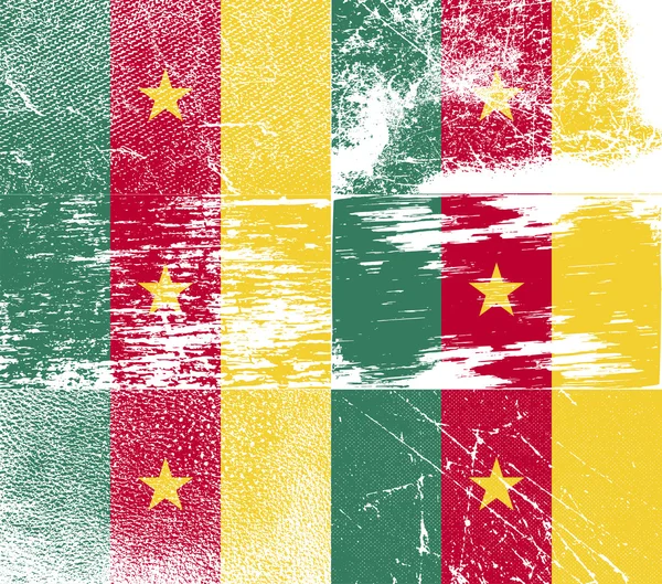 Bandera de Camerún con textura antigua. Vector — Vector de stock