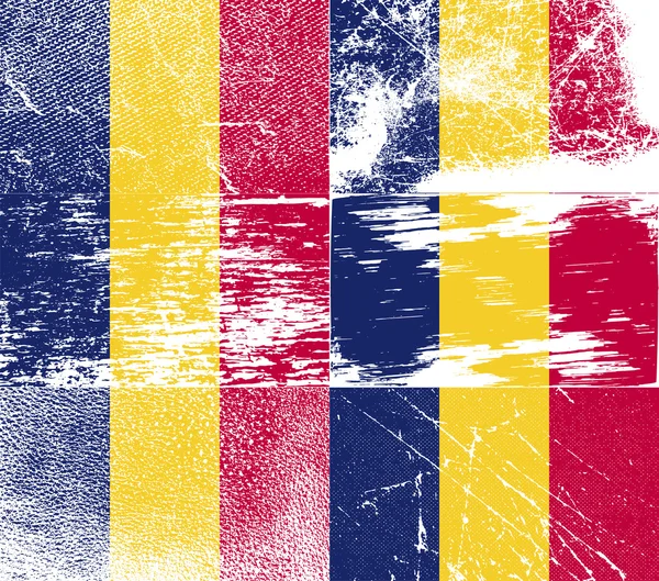 Bandera de Chad con textura antigua. Vector — Archivo Imágenes Vectoriales