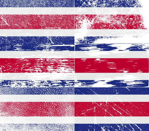 Bandera de Costa Rica con textura antigua. Vector — Vector de stock