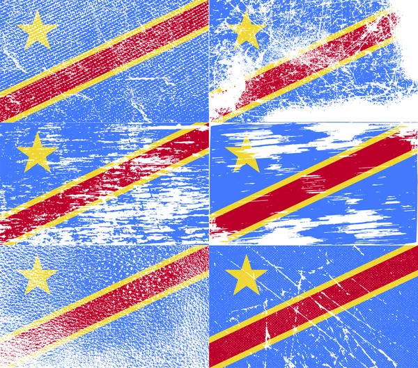 Bandeira da República Democrática do Congo com textura antiga. Vetor — Vetor de Stock