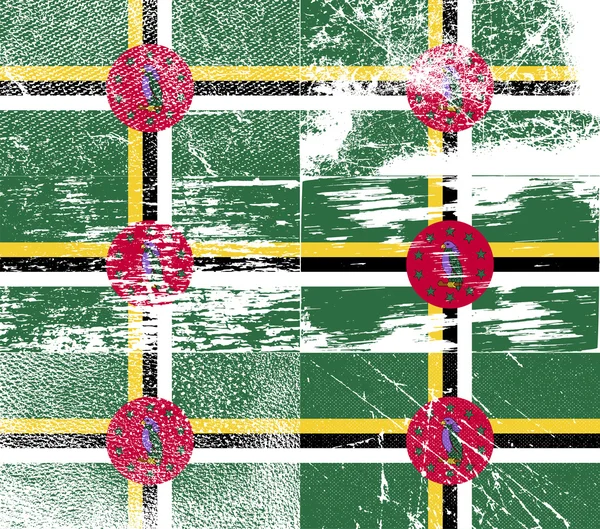 Bandera de Dominica con textura antigua. Vector — Archivo Imágenes Vectoriales