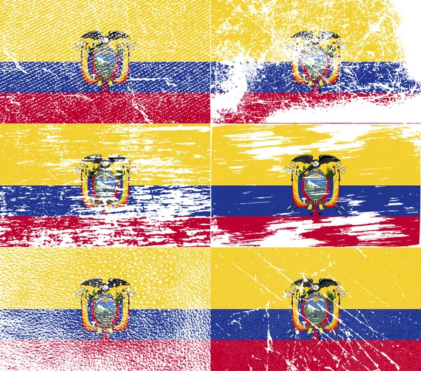 古いテクスチャとエクアドルの旗。ベクトル — ストックベクタ