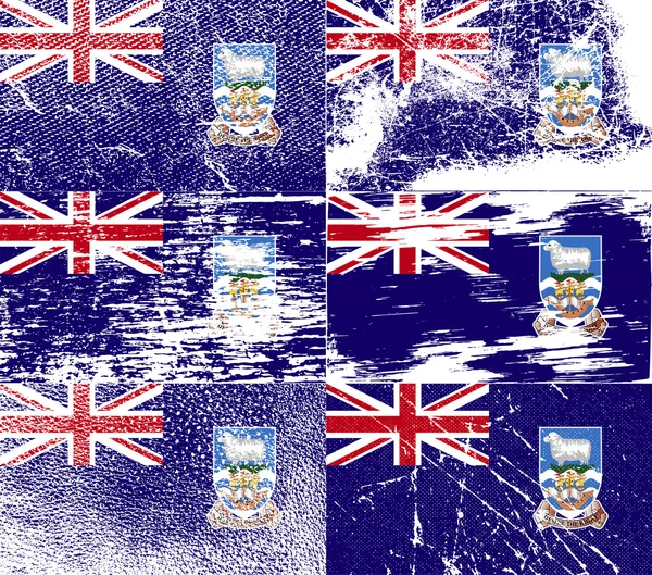Bandeira das Ilhas Malvinas com textura antiga. Vetor — Vetor de Stock