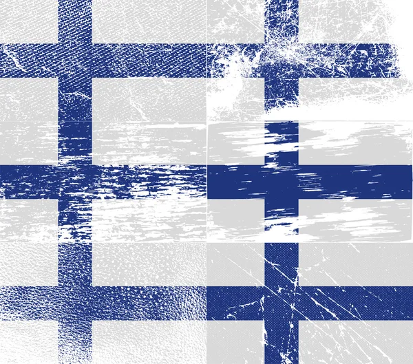 Bandeira da Finlândia com textura antiga. Vetor — Vetor de Stock