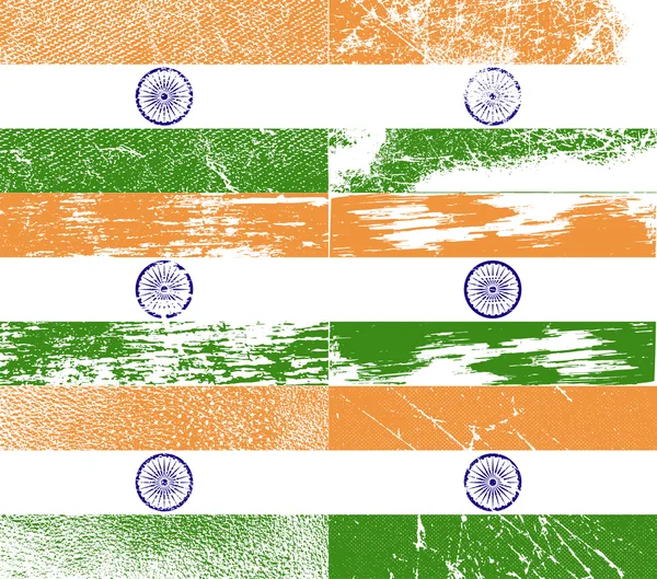 Σημαία της Ινδίας με την παλιά υφή. Διάνυσμα — Διανυσματικό Αρχείο