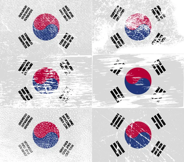 Vlajka Jižní Koreje se starým texturou. Vektor — Stockový vektor