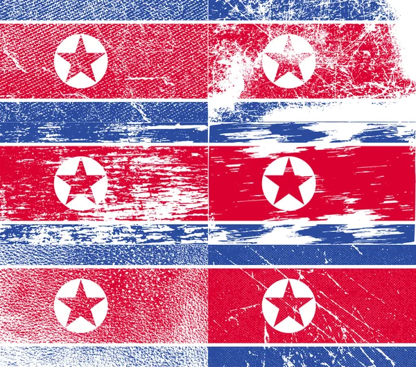 Bandeira da Coreia do Norte com textura antiga. Vetor —  Vetores de Stock