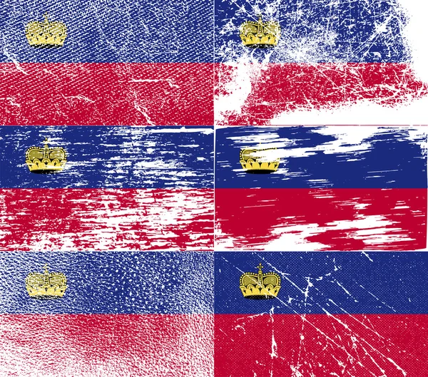 Bandeira de Liechtenstein com textura antiga. Vetor —  Vetores de Stock