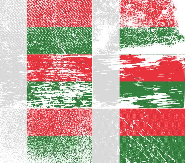 Madagaskarská vlajka se starým texturou. Vektor — Stockový vektor