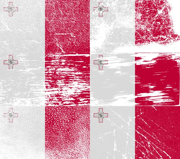 Bandera de Malta con textura antigua. Vector — Archivo Imágenes Vectoriales