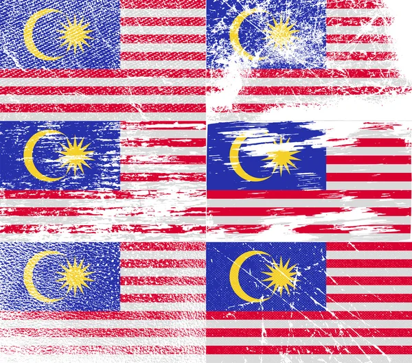 Vlag van Maleisië met oude textuur. Vector — Stockvector
