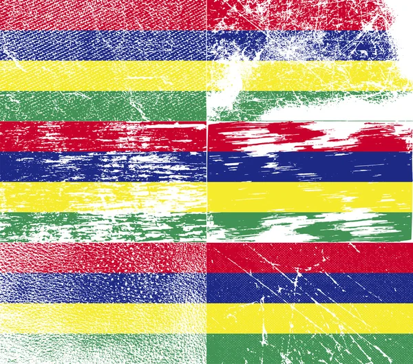 Vlajka Mauricia se starým texturou. Vektor — Stockový vektor