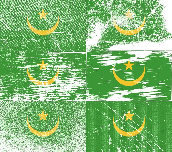 Bandera de Mauritania con textura antigua. Vector — Vector de stock