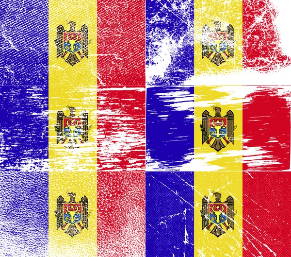 Bandeira da Moldávia com textura antiga. Vetor — Vetor de Stock
