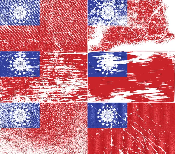 Flagge von Myanmar Burma mit alter Textur. Vektor — Stockvektor