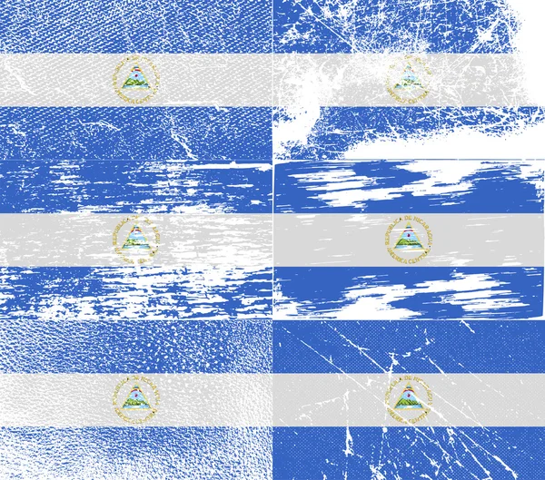 Vlag van Nicaragua met oude textuur. Vector — Stockvector