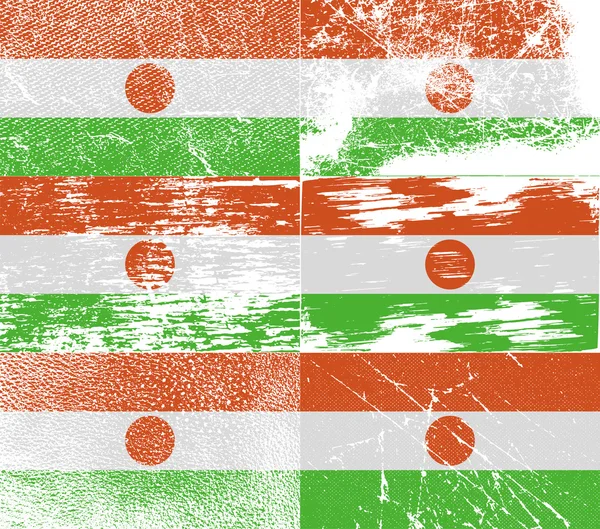 Nigerská vlajka se starým texturou. Vektor — Stockový vektor
