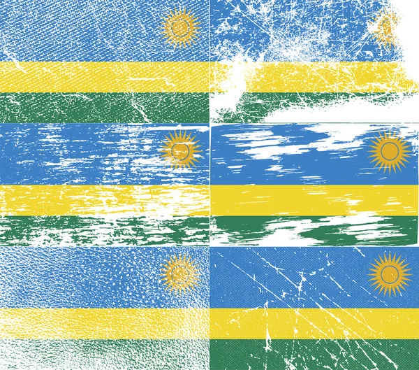 Bandeira de Ruanda com textura antiga. Vetor —  Vetores de Stock