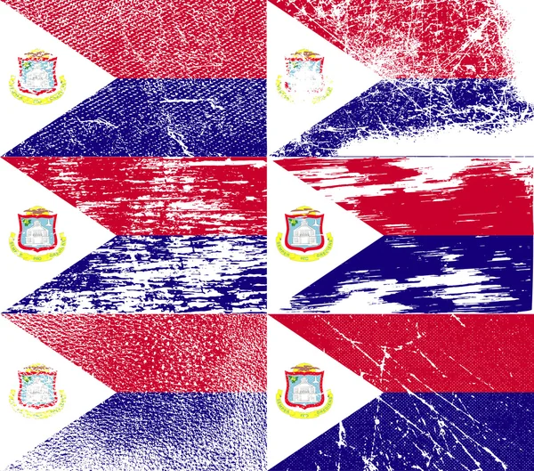 Drapeau de Saint Martin avec une texture ancienne. Vecteur — Image vectorielle