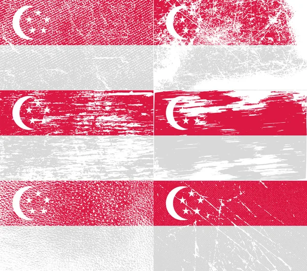 Flag Republic of Singapore with old texture. Vector — Stock Vector