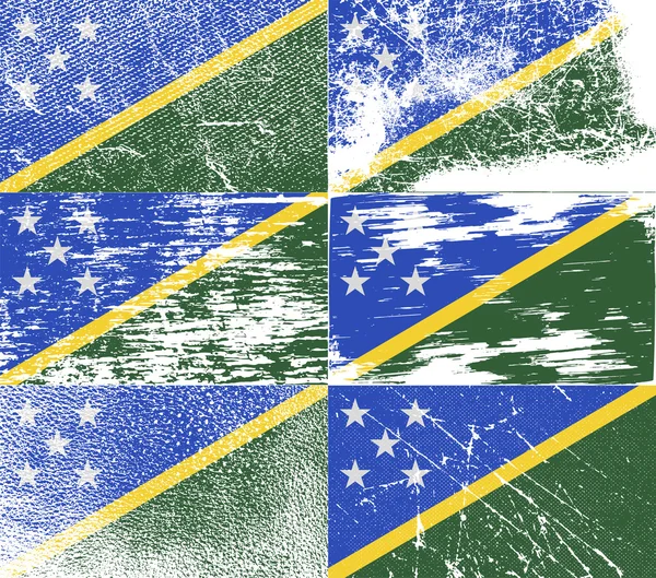 Flag of Solomon Islands with old texture. Vector — Stock Vector