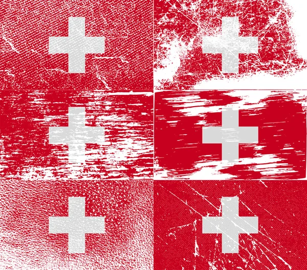 Bandera de Suiza con textura antigua. Vector — Vector de stock