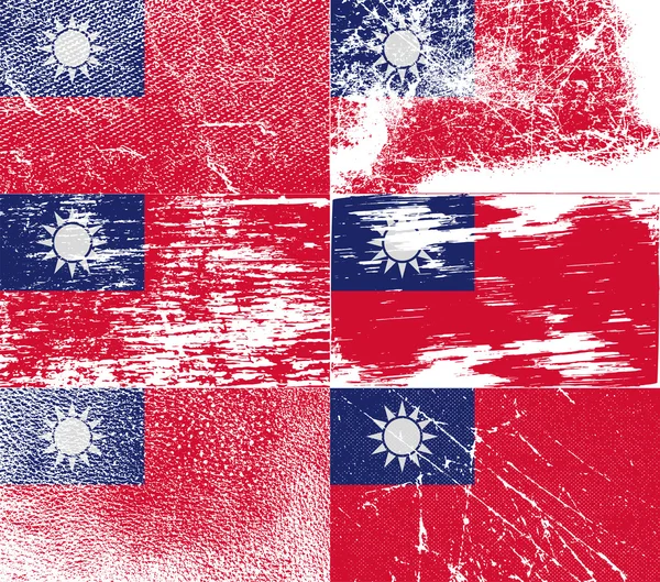 Tayvan bayrağı eski doku ile. Vektör — Stok Vektör