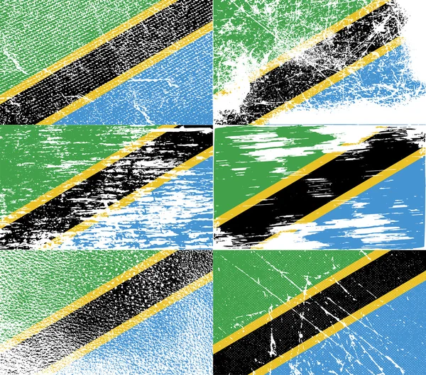 Σημαία της Τανζανίας με την παλιά υφή. Διάνυσμα — Διανυσματικό Αρχείο