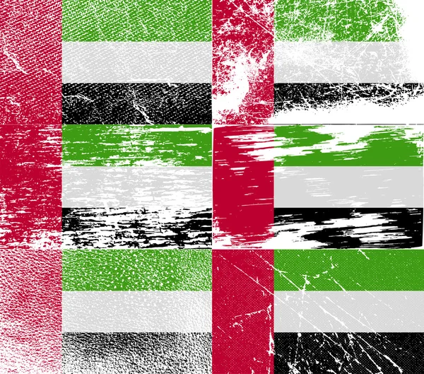 Flagga Förenade Arabemiraten med gamla konsistens. Vektor — Stock vektor