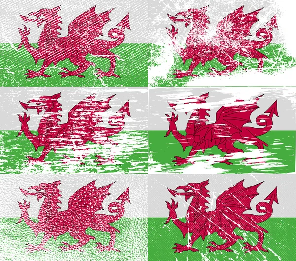 Flagge von Wales mit alter Textur. Vektor — Stockvektor