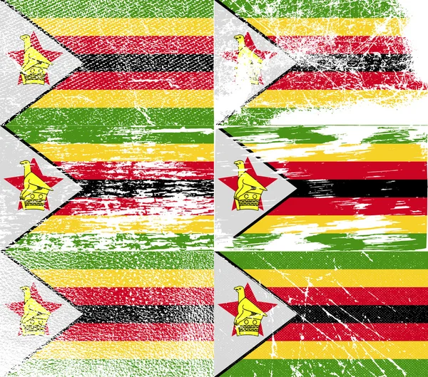 Bandera de Zimbabwe con textura antigua. Vector — Archivo Imágenes Vectoriales